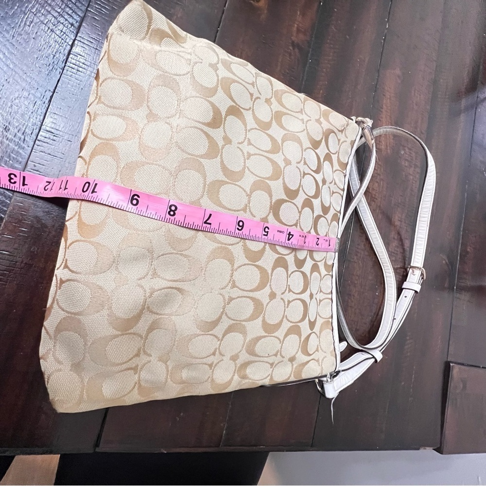 COACH F36378 Signature Classic Brown Leather/Khaki Jacquard Crossbody Bag - Picture 5 of 15
